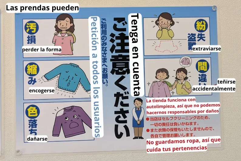 señaleticas al interior de la lavanderia